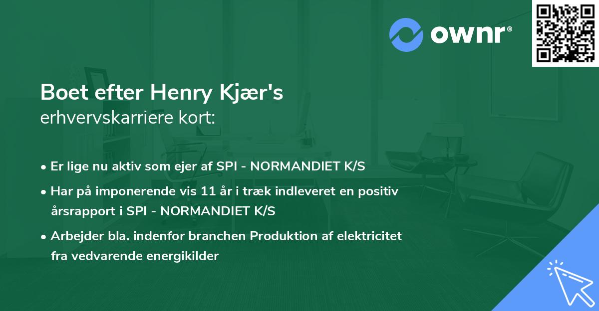 Boet efter Henry Kjær's erhvervskarriere kort