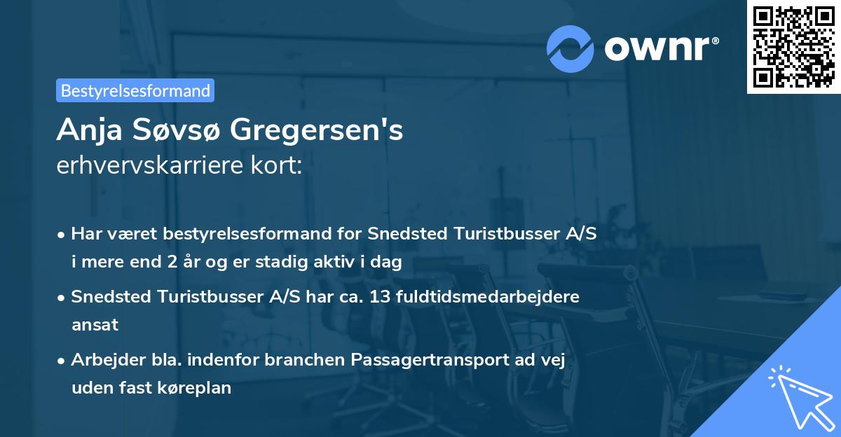 Anja Søvsø Gregersen's erhvervskarriere kort