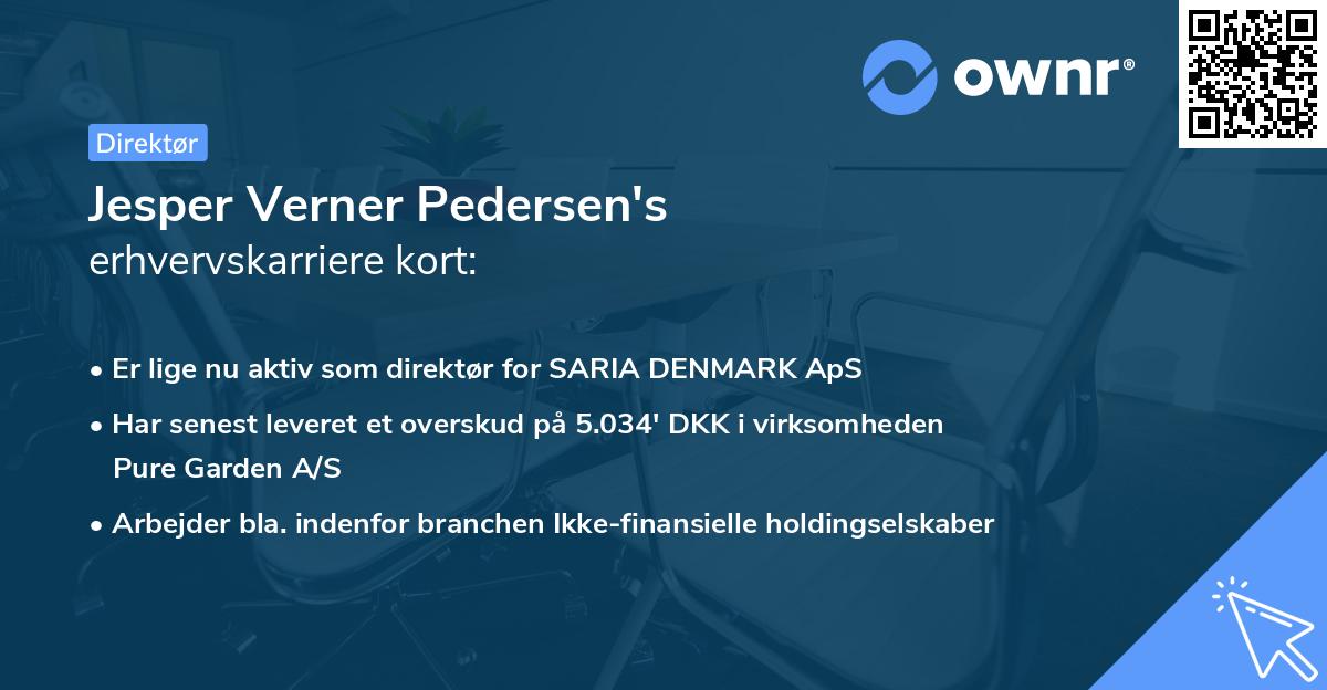 Jesper Verner Pedersen's erhvervskarriere kort