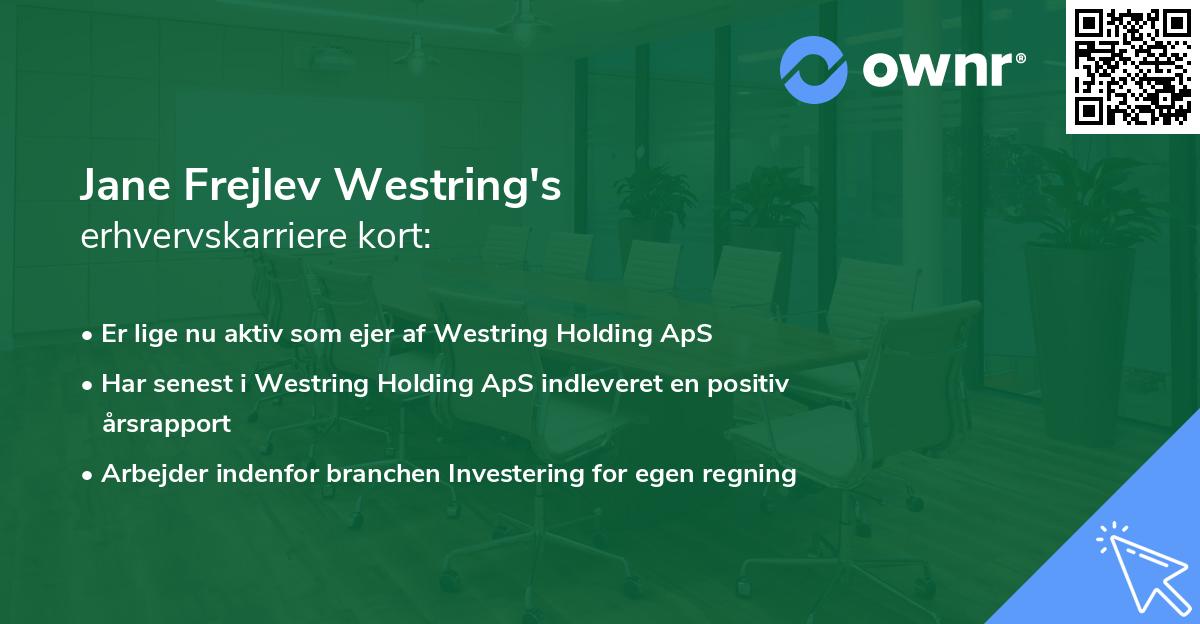 Jane Frejlev Westring's erhvervskarriere kort