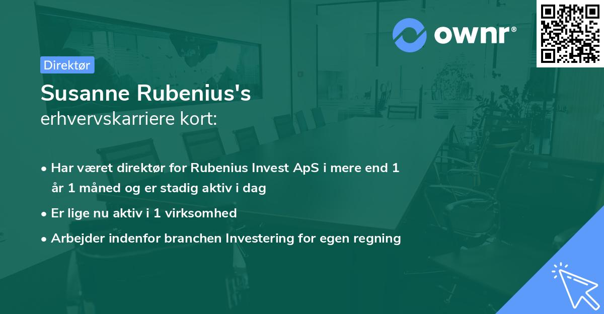 Susanne Rubenius's erhvervskarriere kort