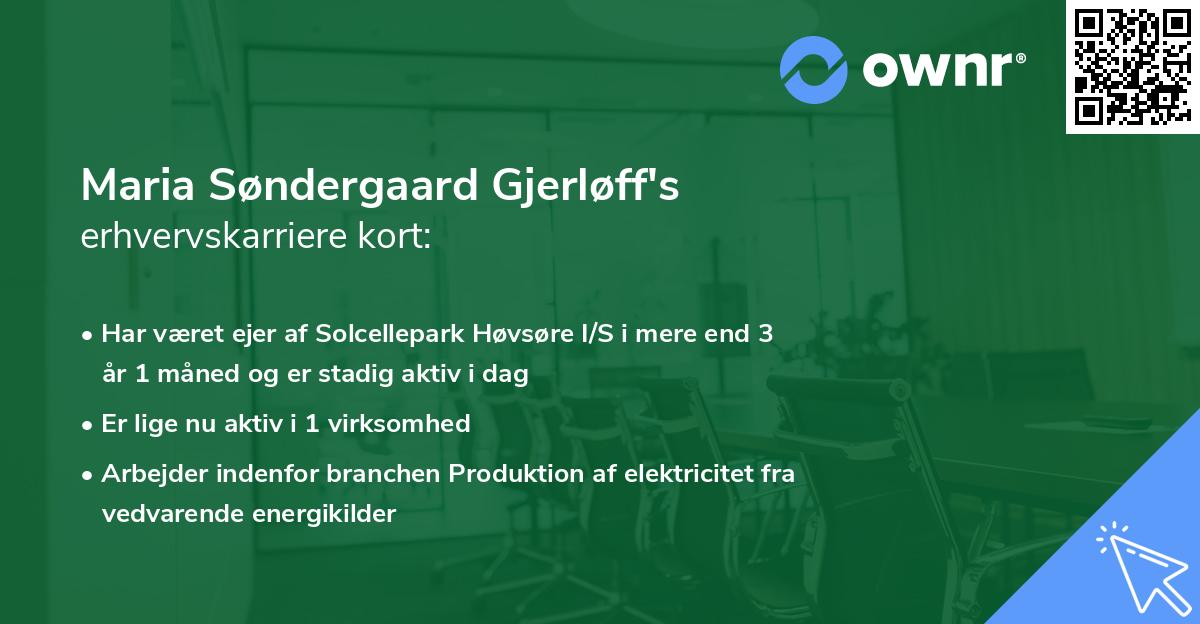 Maria Søndergaard Gjerløff's erhvervskarriere kort