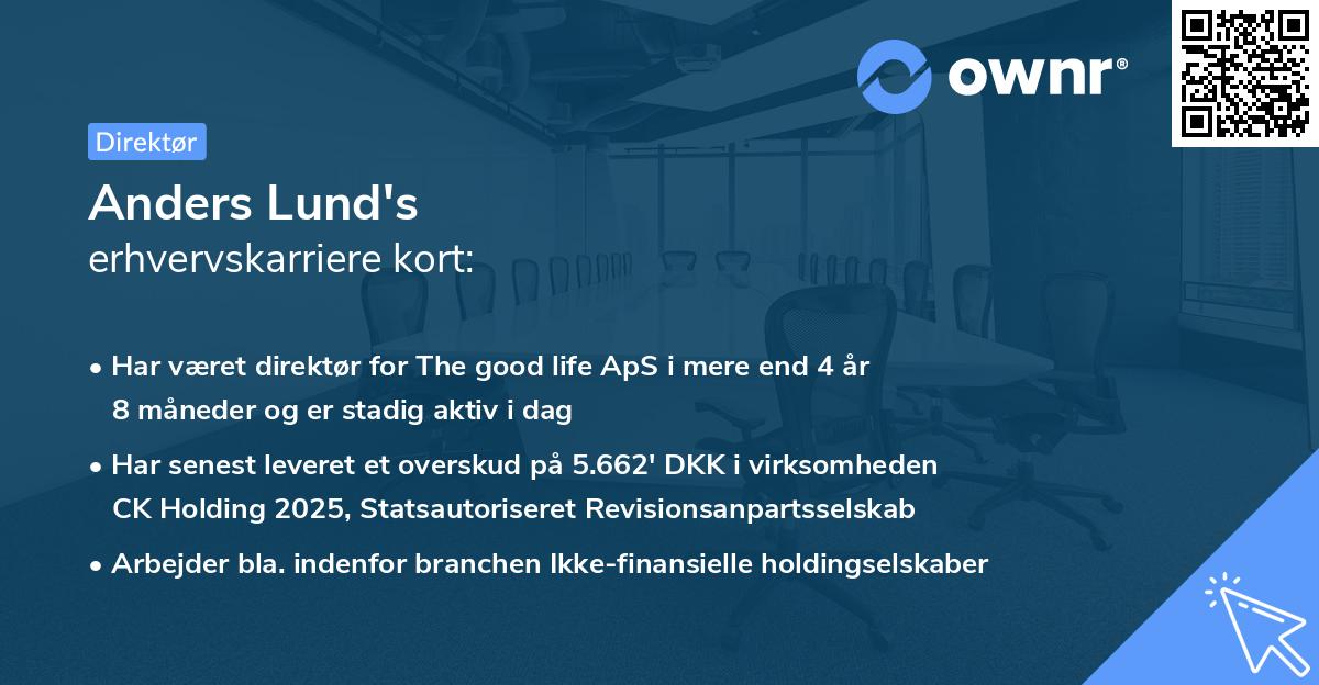 Anders Lund's erhvervskarriere kort