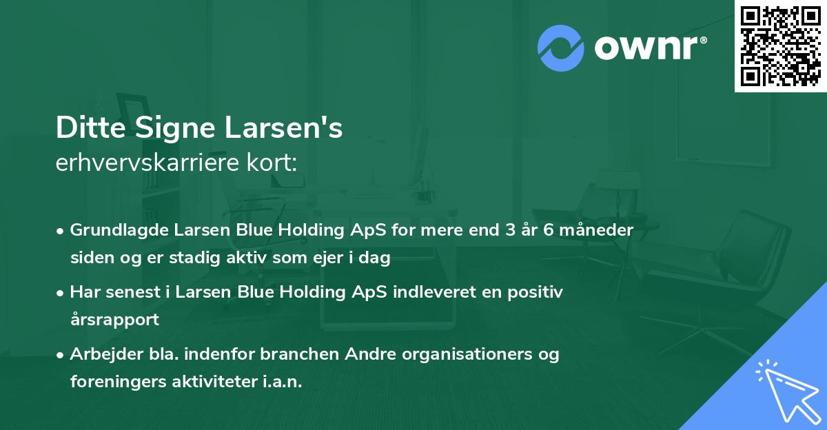 Ditte Signe Larsen's erhvervskarriere kort