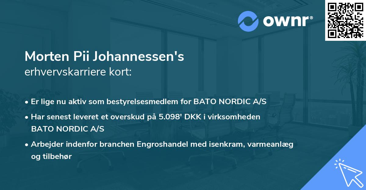 Morten Pii Johannessen's erhvervskarriere kort