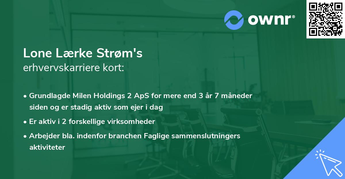 Lone Lærke Strøm's erhvervskarriere kort