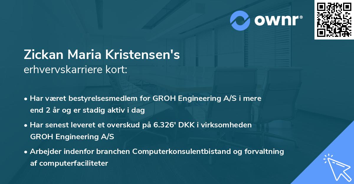 Zickan Maria Kristensen's erhvervskarriere kort