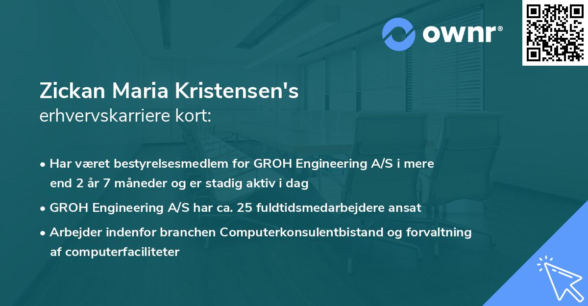 Zickan Maria Kristensen's erhvervskarriere kort
