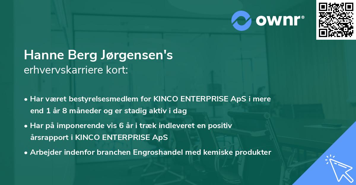 Hanne Berg Jørgensen's erhvervskarriere kort