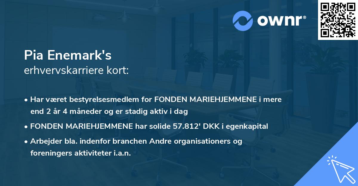 Pia Enemark's erhvervskarriere kort