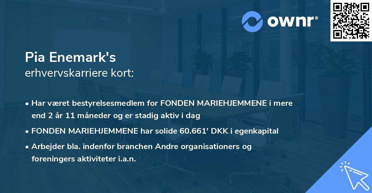 Pia Enemark's erhvervskarriere kort