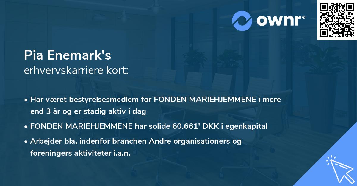 Pia Enemark's erhvervskarriere kort