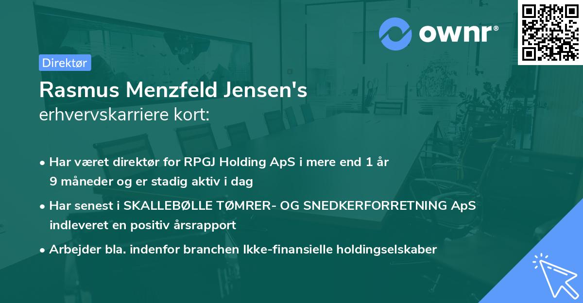 Rasmus Menzfeld Jensen's erhvervskarriere kort