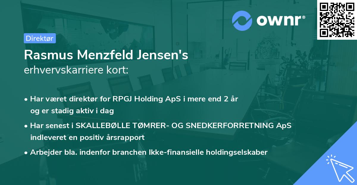 Rasmus Menzfeld Jensen's erhvervskarriere kort