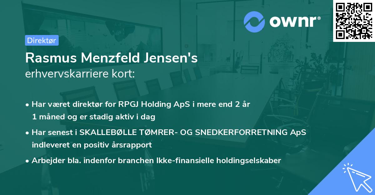 Rasmus Menzfeld Jensen's erhvervskarriere kort