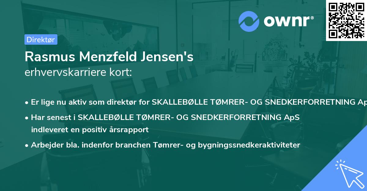 Rasmus Menzfeld Jensen's erhvervskarriere kort