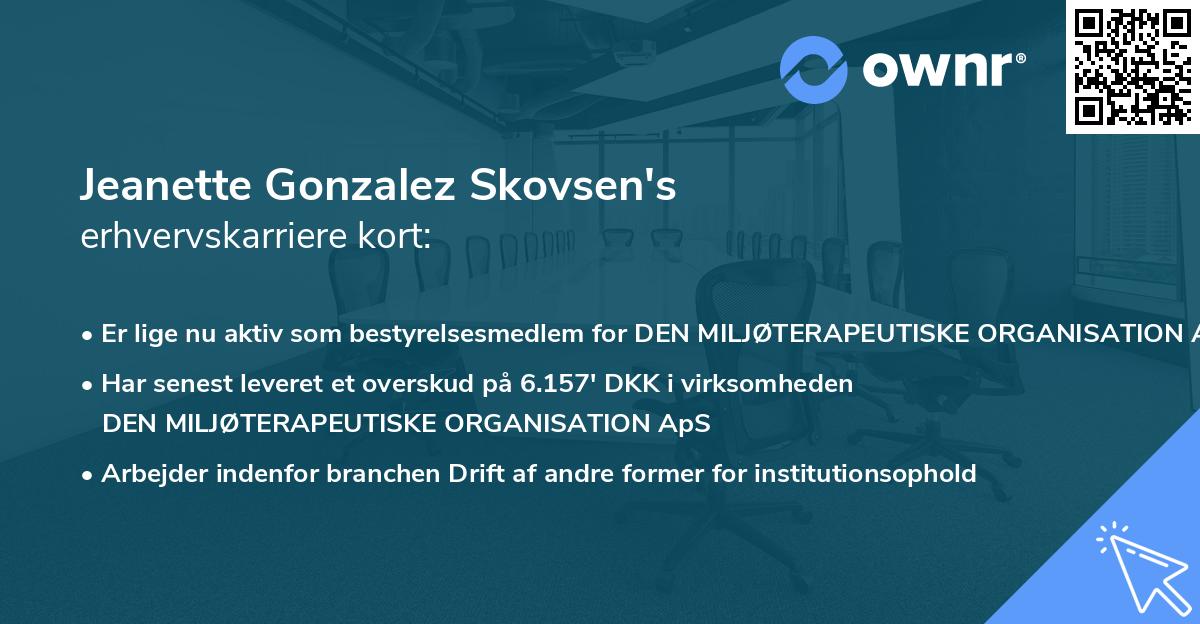 Jeanette Gonzalez Skovsen's erhvervskarriere kort