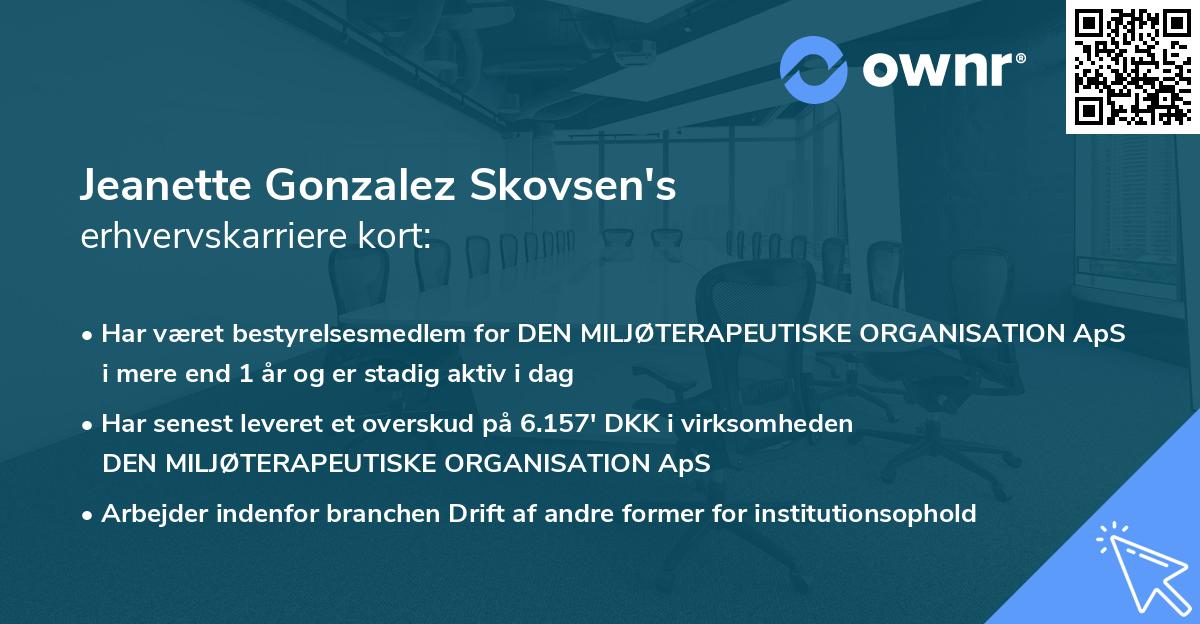 Jeanette Gonzalez Skovsen's erhvervskarriere kort