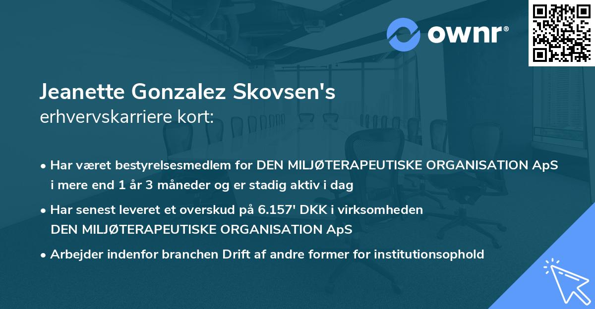 Jeanette Gonzalez Skovsen's erhvervskarriere kort