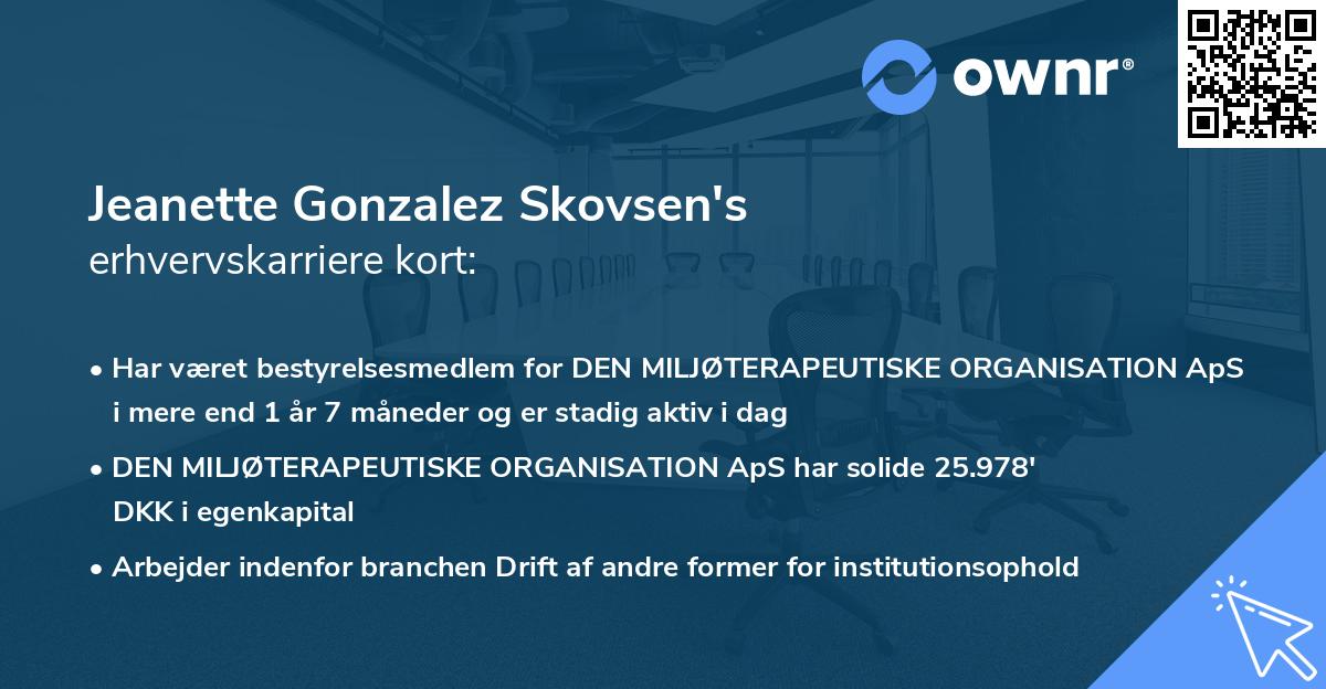 Jeanette Gonzalez Skovsen's erhvervskarriere kort