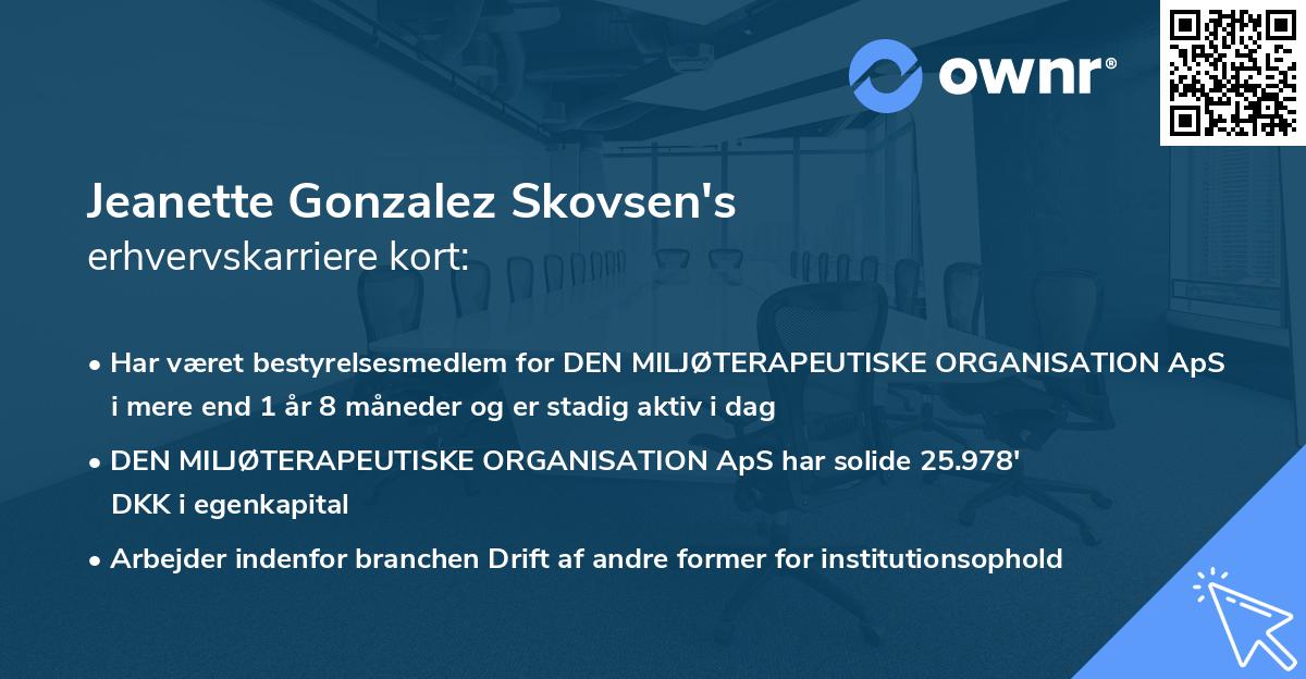 Jeanette Gonzalez Skovsen's erhvervskarriere kort