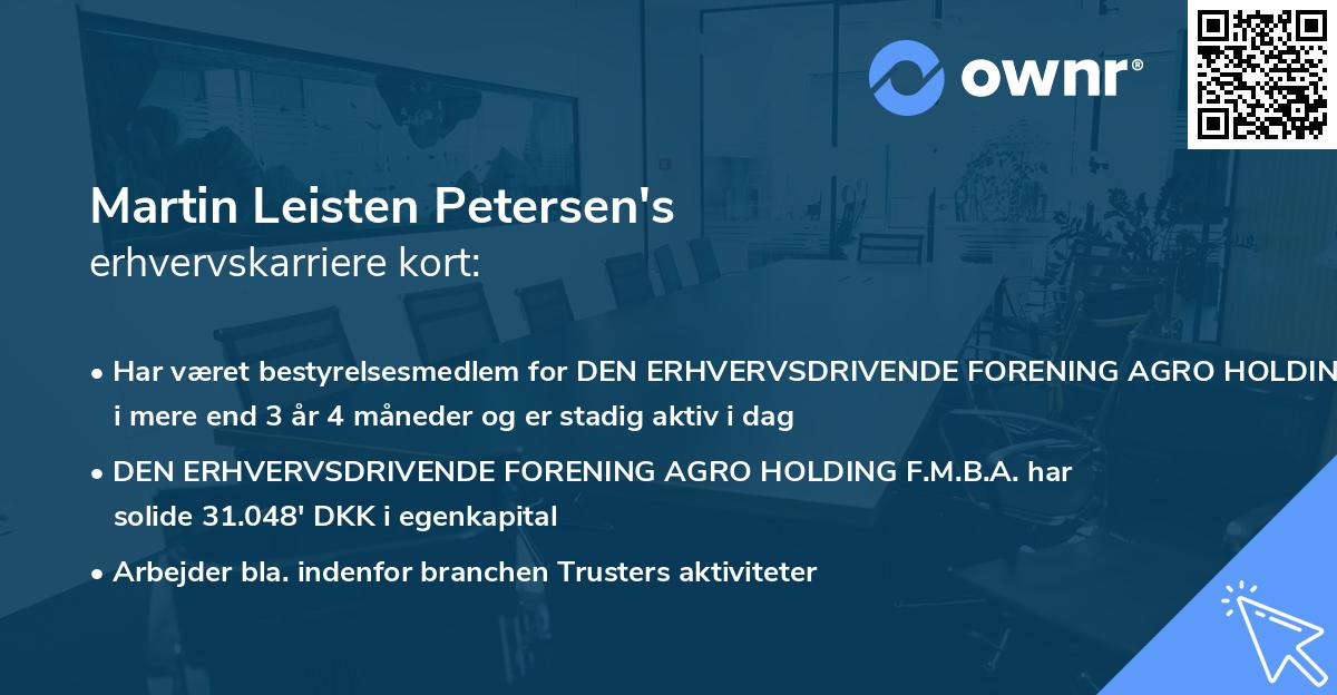 Martin Leisten Petersen's erhvervskarriere kort