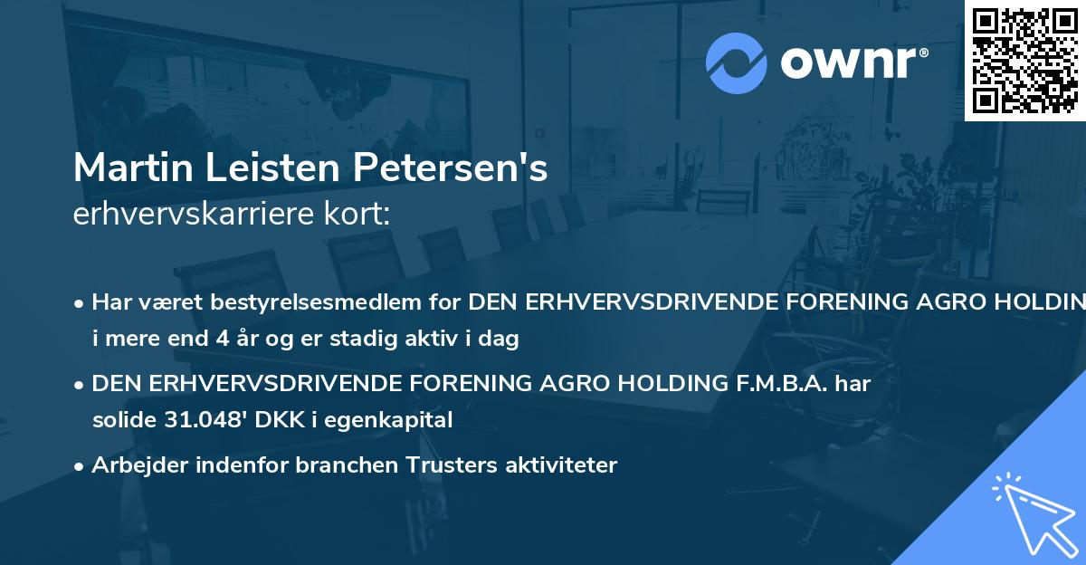 Martin Leisten Petersen's erhvervskarriere kort