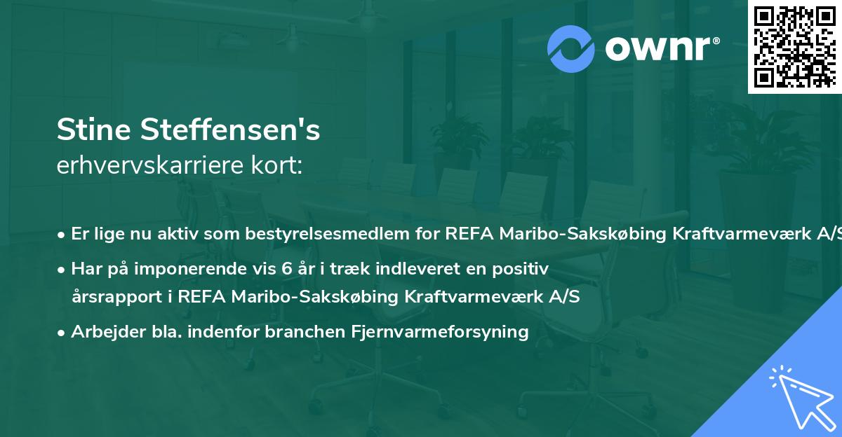 Stine Steffensen's erhvervskarriere kort
