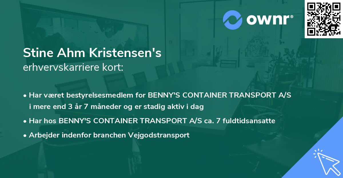 Stine Ahm Kristensen's erhvervskarriere kort