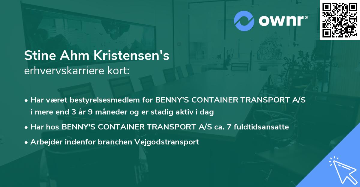 Stine Ahm Kristensen's erhvervskarriere kort