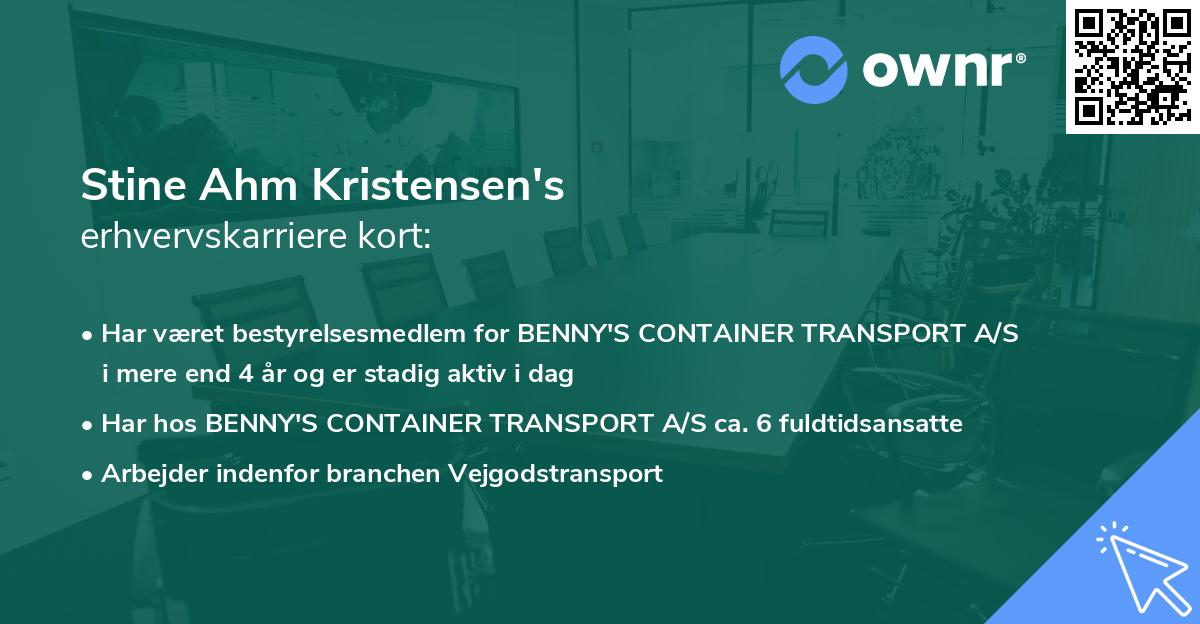 Stine Ahm Kristensen's erhvervskarriere kort
