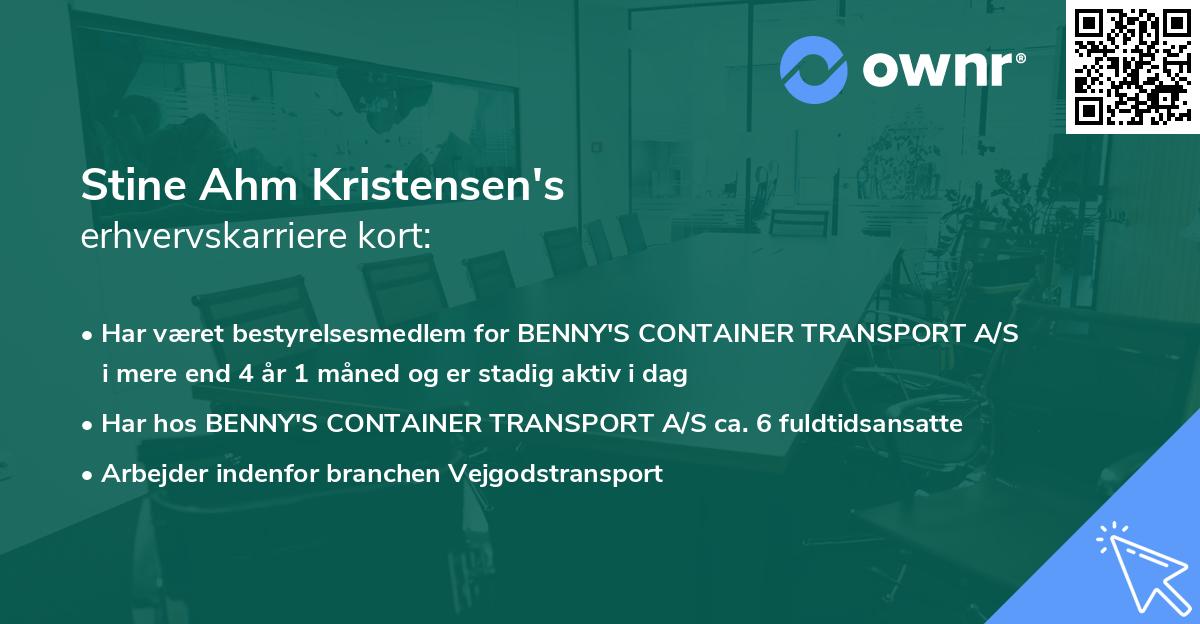 Stine Ahm Kristensen's erhvervskarriere kort