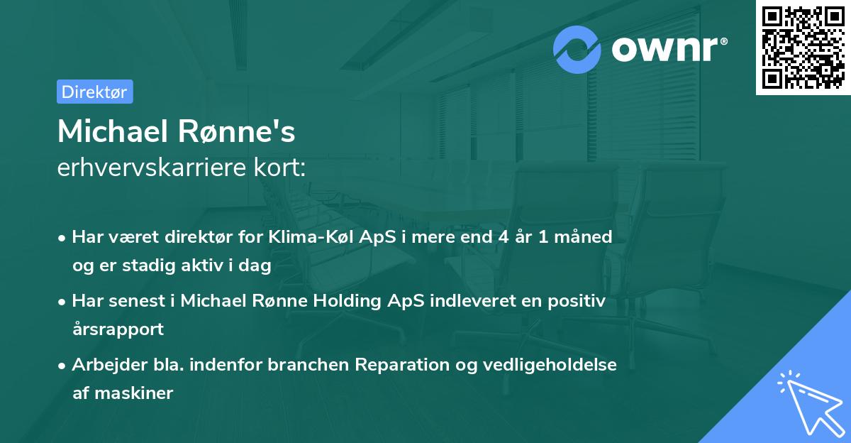 Michael Rønne's erhvervskarriere kort