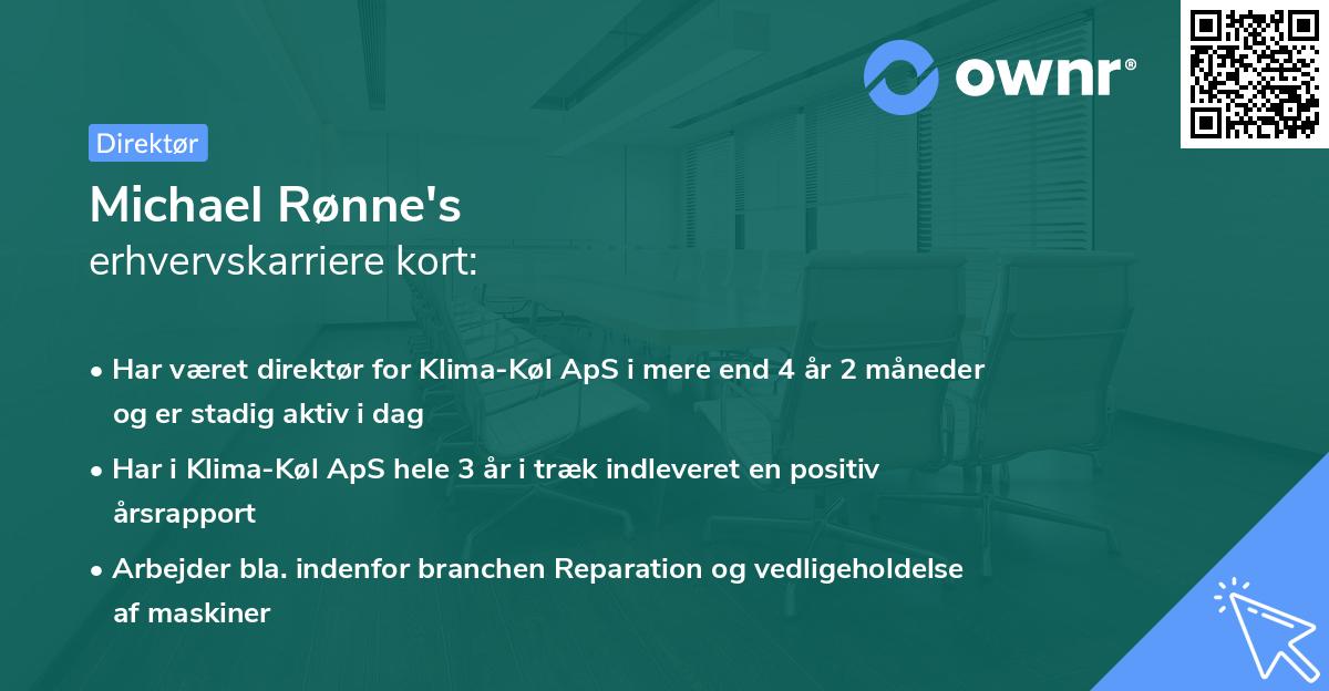Michael Rønne's erhvervskarriere kort