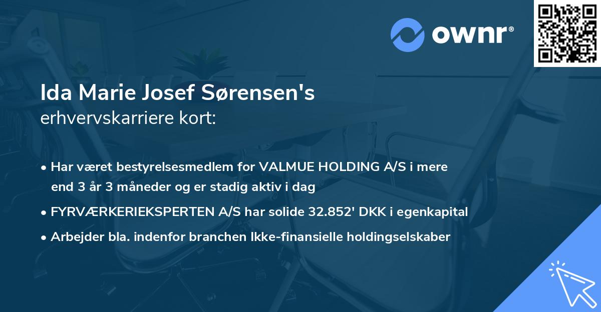 Ida Marie Josef Sørensen's erhvervskarriere kort