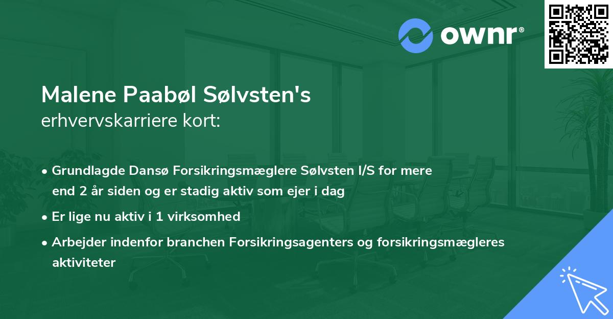 Malene Paabøl Sølvsten's erhvervskarriere kort