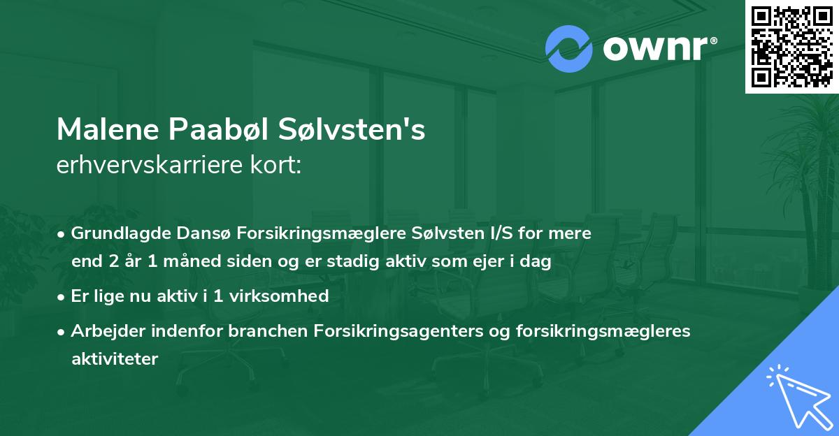 Malene Paabøl Sølvsten's erhvervskarriere kort