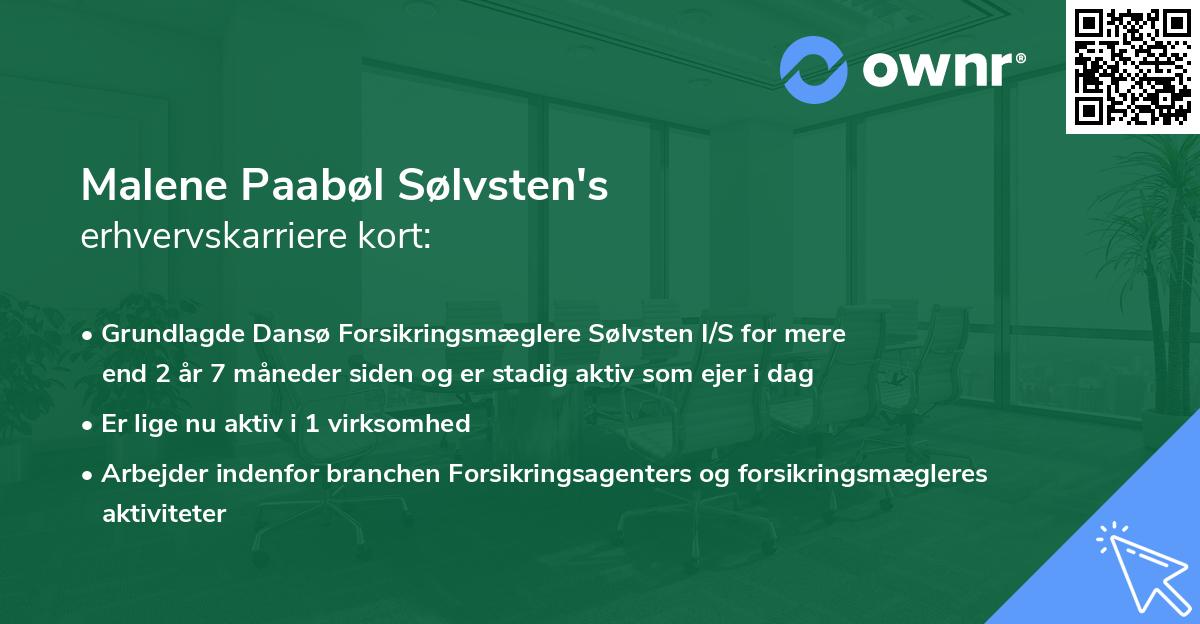 Malene Paabøl Sølvsten's erhvervskarriere kort