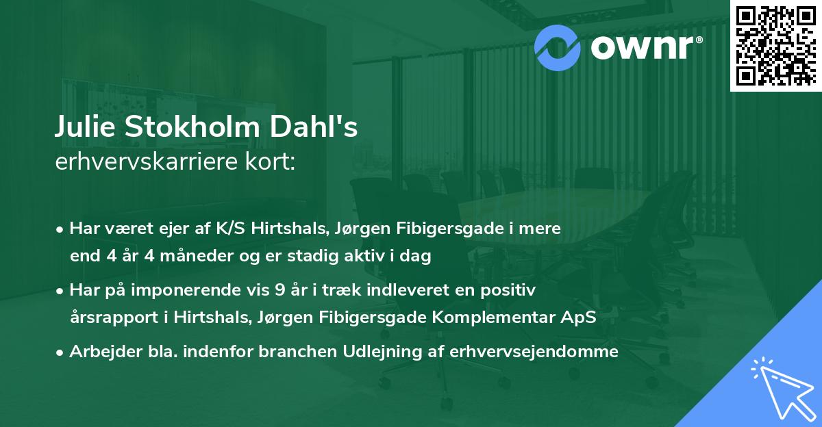 Julie Stokholm Dahl's erhvervskarriere kort