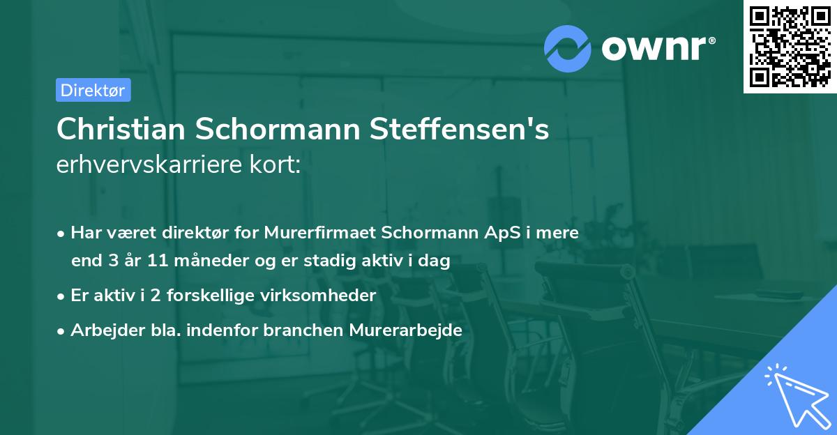 Christian Schormann Steffensen's erhvervskarriere kort
