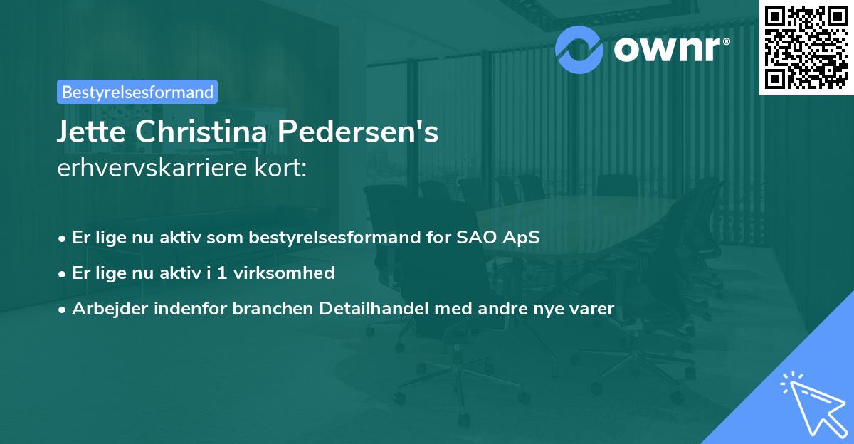 Jette Christina Pedersen's erhvervskarriere kort