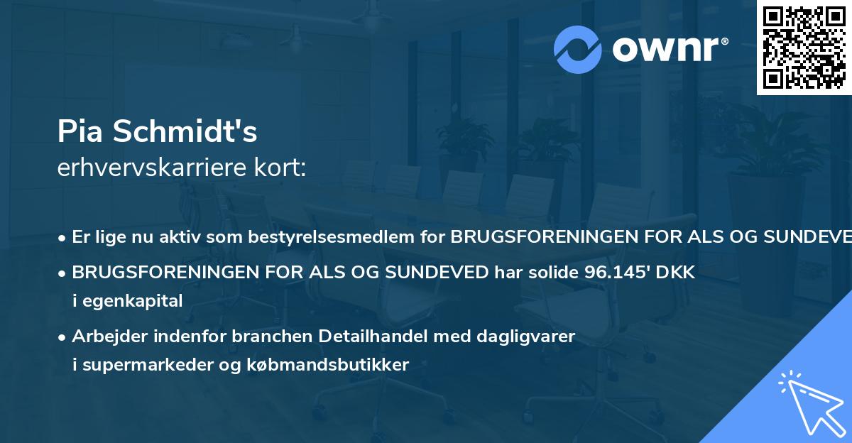 Pia Schmidt's erhvervskarriere kort