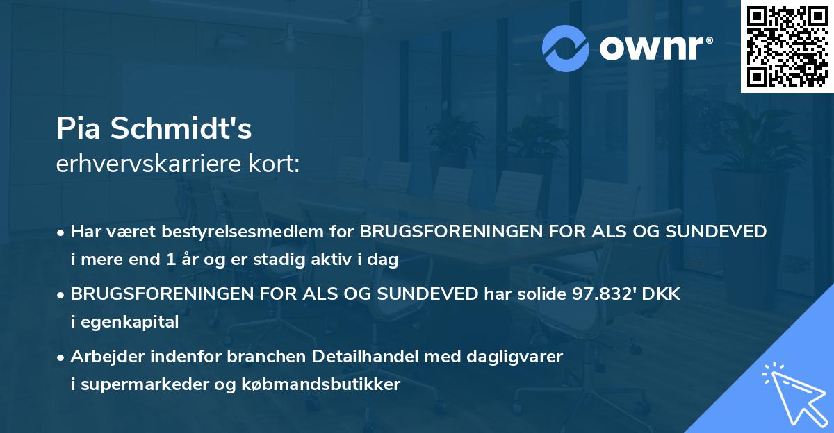 Pia Schmidt's erhvervskarriere kort