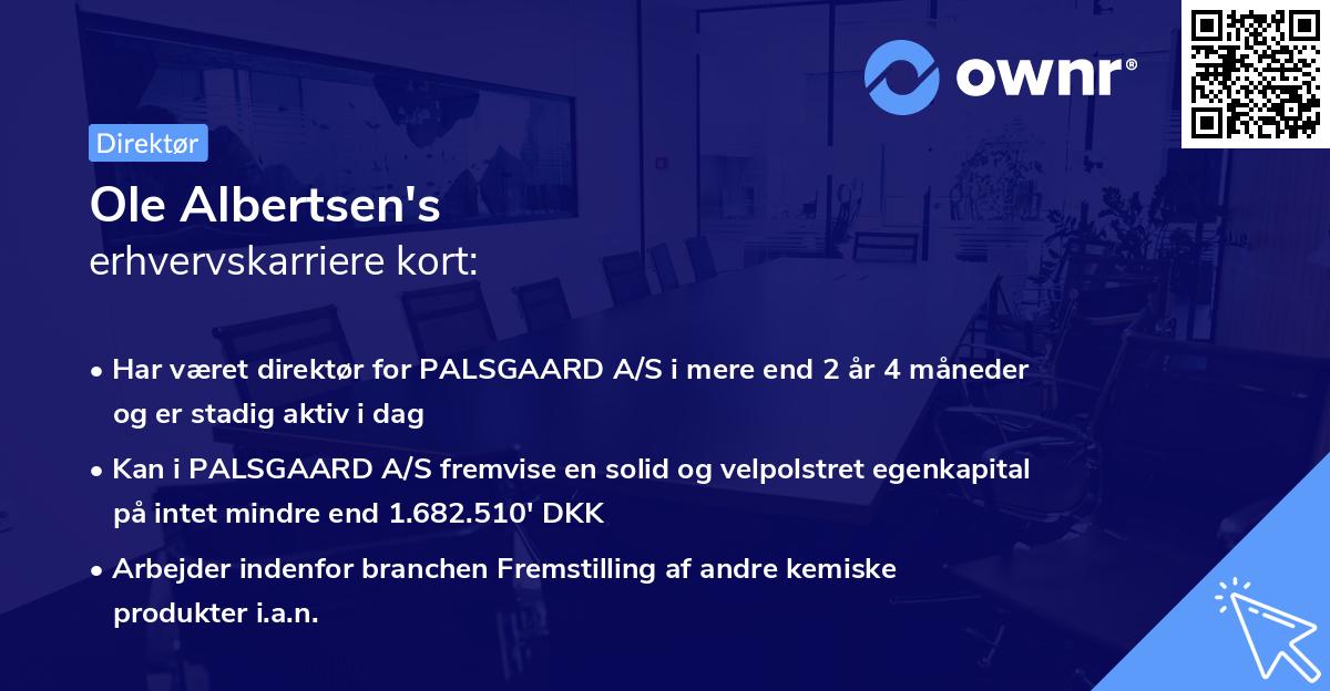 Ole Albertsen's erhvervskarriere kort