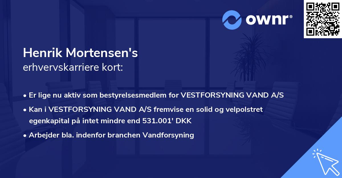 Henrik Mortensen's erhvervskarriere kort