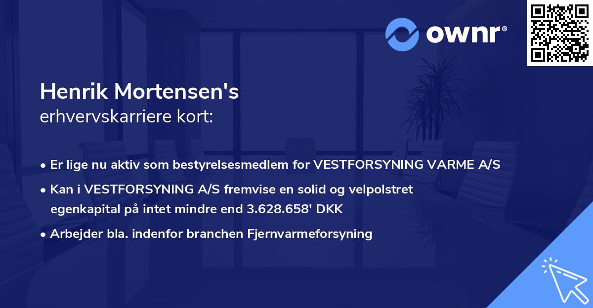 Henrik Mortensen's erhvervskarriere kort