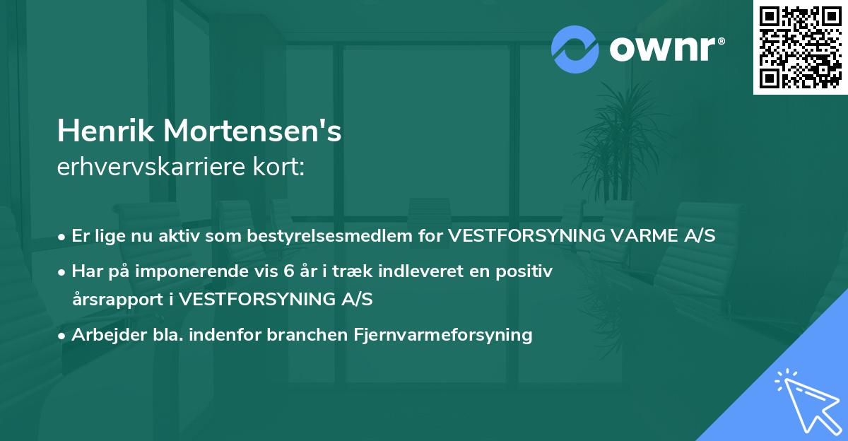 Henrik Mortensen's erhvervskarriere kort