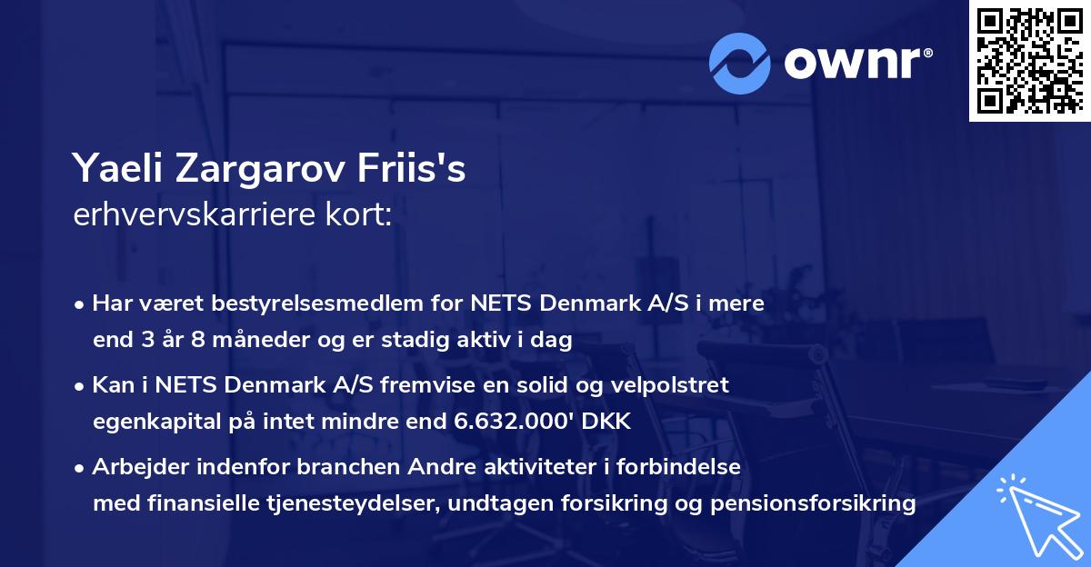 Yaeli Zargarov Friis's erhvervskarriere kort