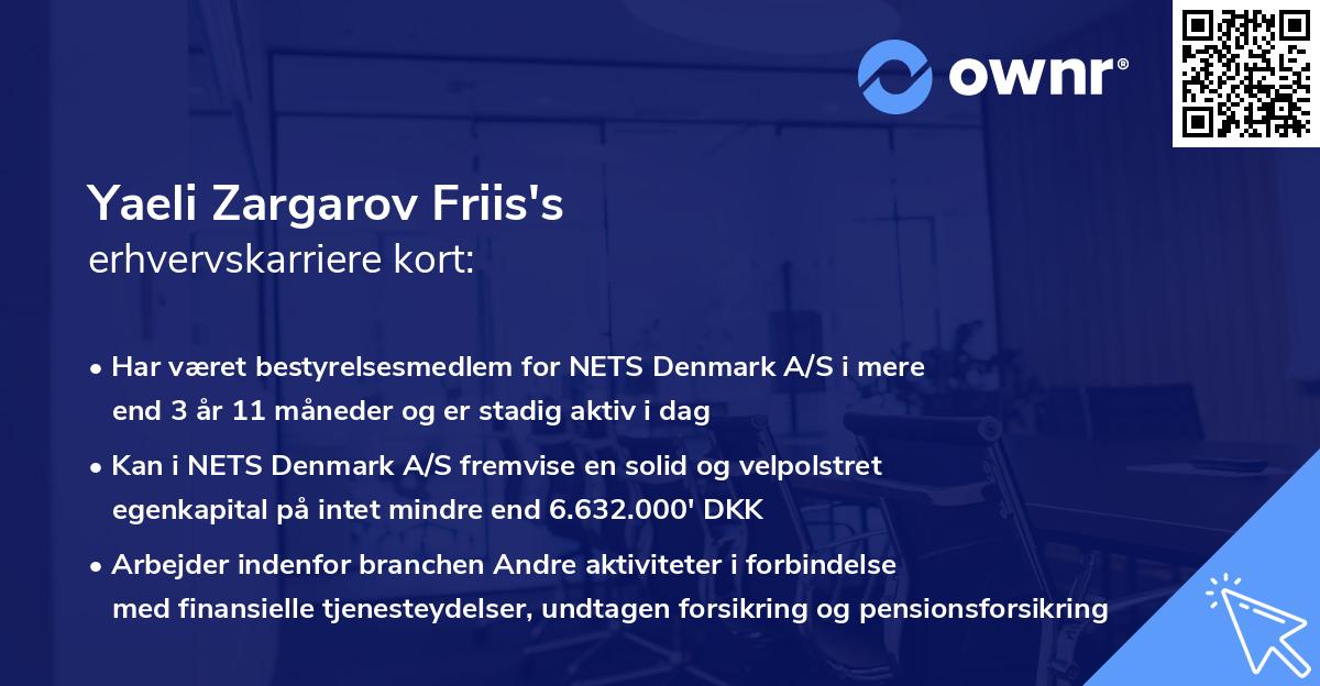 Yaeli Zargarov Friis's erhvervskarriere kort