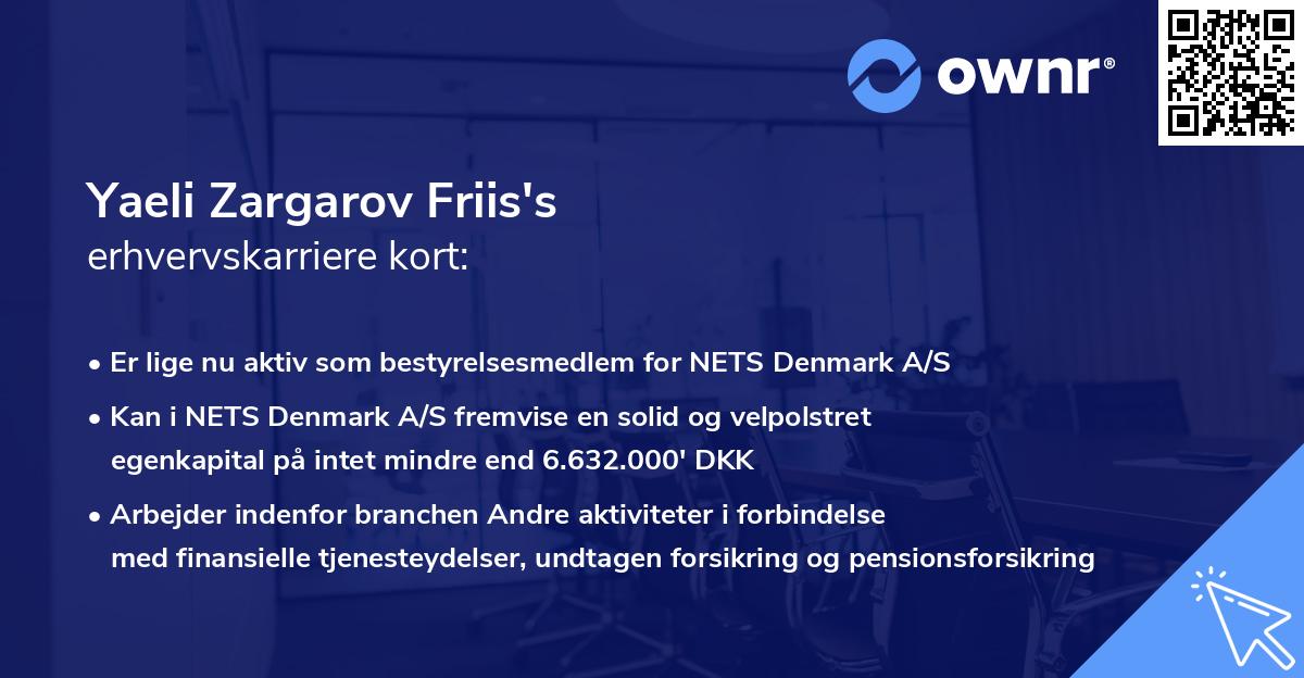 Yaeli Zargarov Friis's erhvervskarriere kort